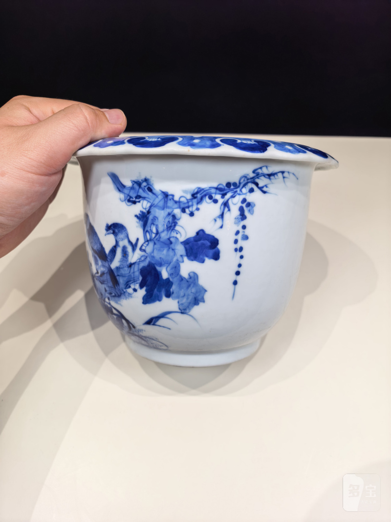 民国 王步风格青花花鸟纹花盆 - 图6